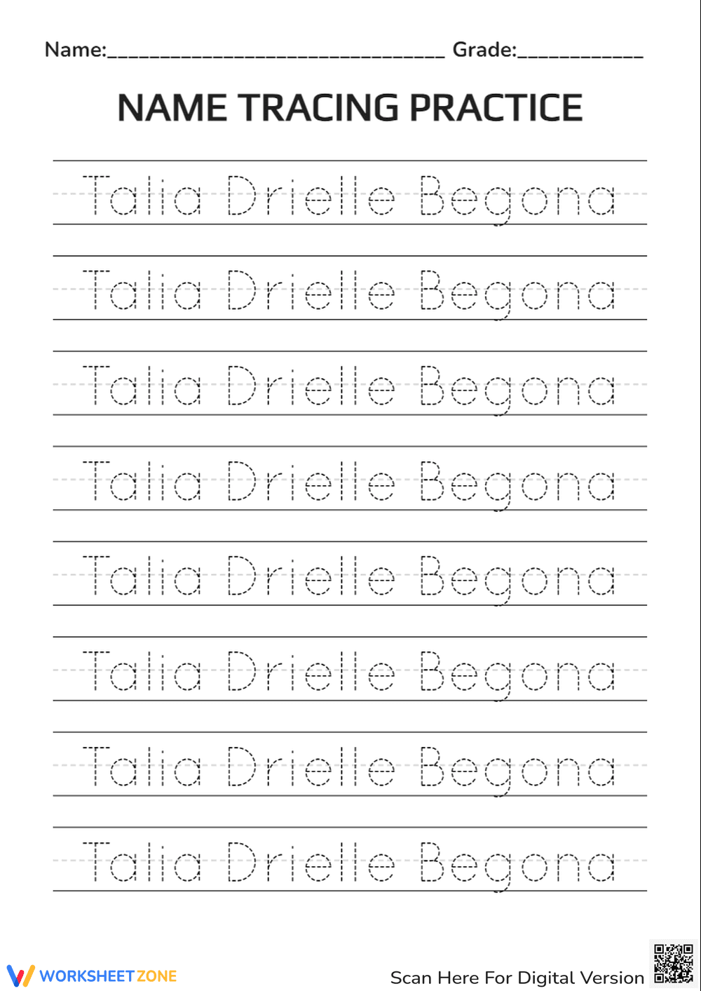 Essential Name Tracing Practice | Grade 1 Handwriting - Page 1