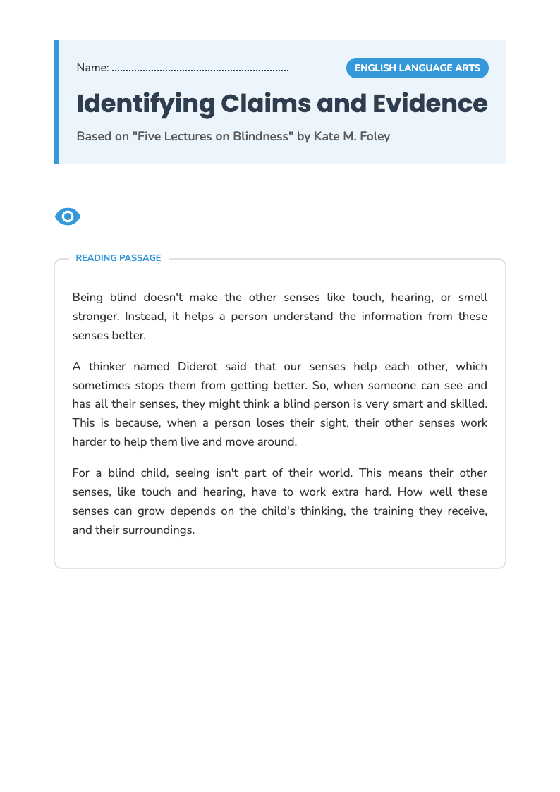 Claims and Evidence Activity - Page 1
