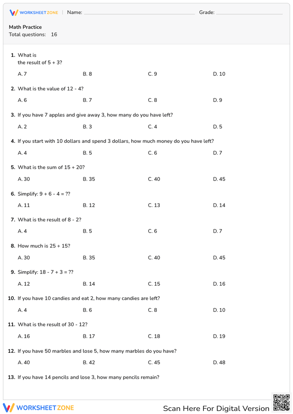 Math Practice - Page 1