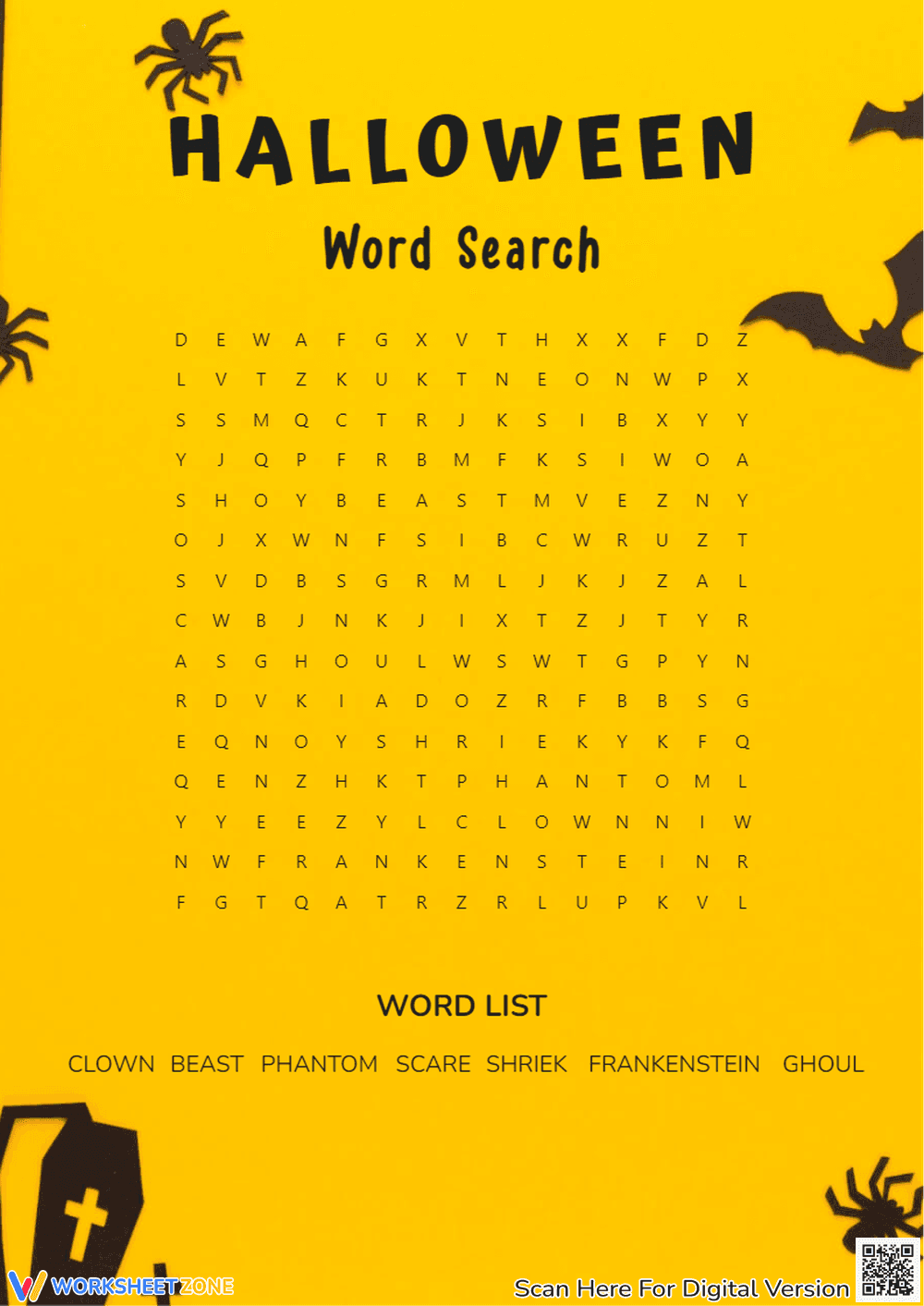 Halloween Monster Vocabulary Word Search | Grade 3 Ready - Page 1