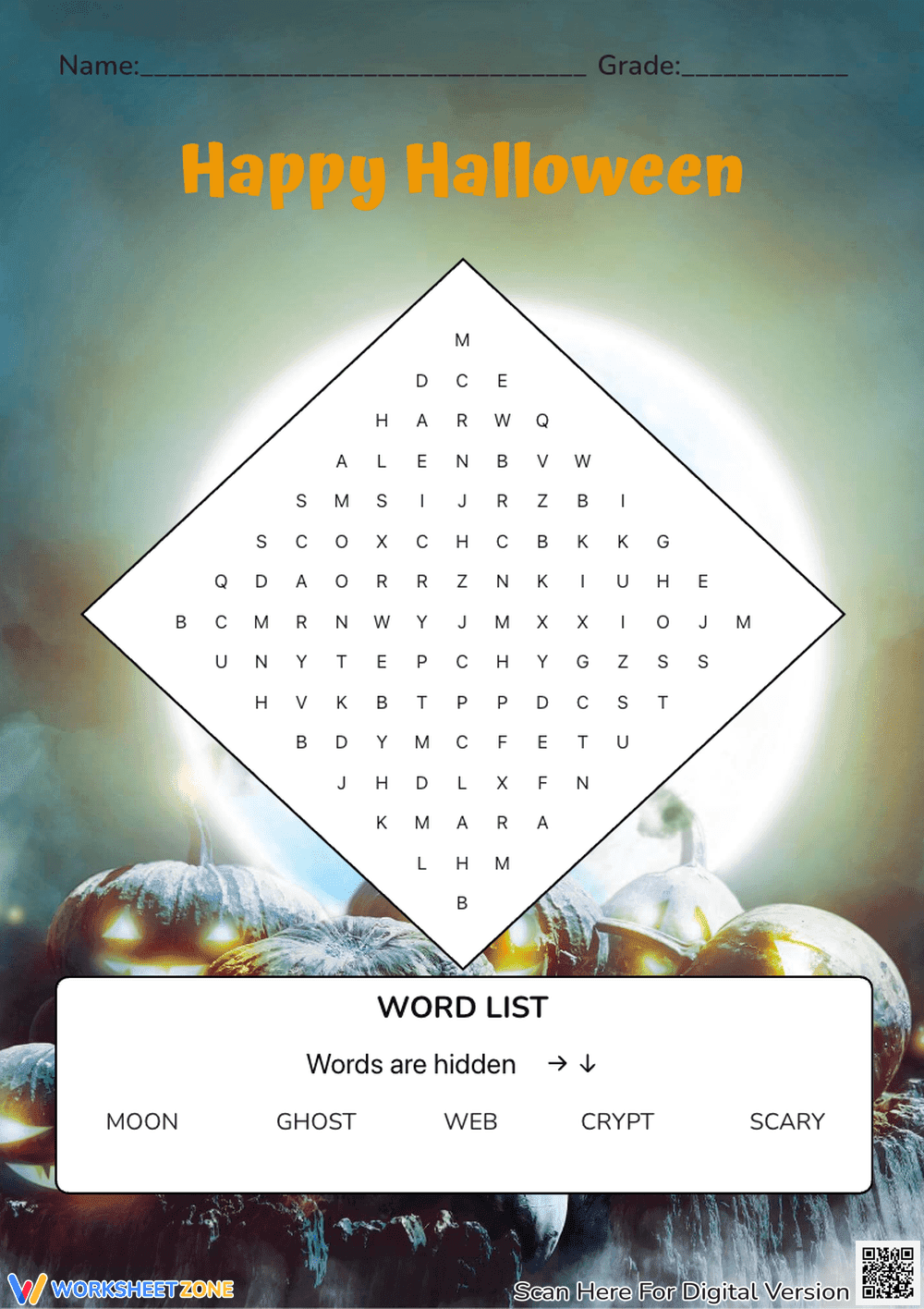 Happy Halloween: Word Search - Page 1