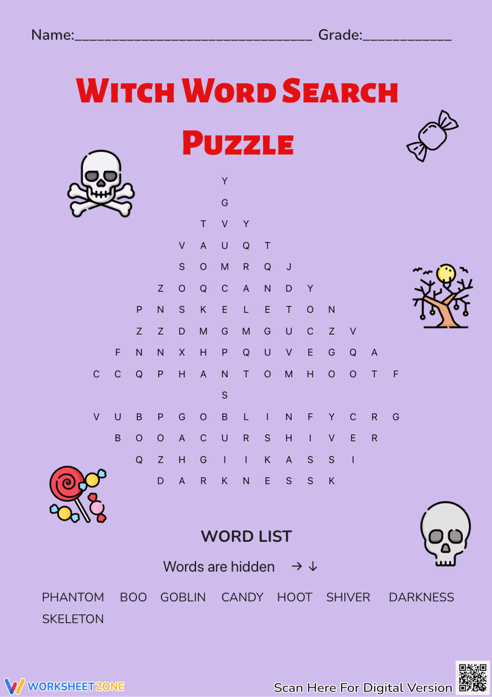 Witchy Word Search Puzzle - Page 1
