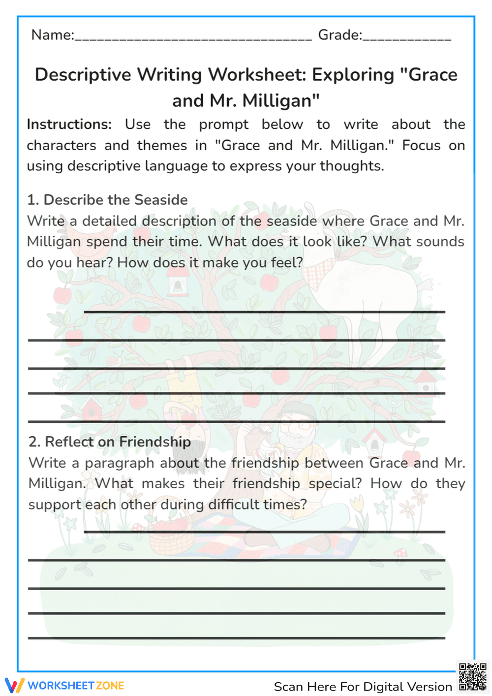 Grade 1 Descriptive Writing — Printable No-Prep Worksheet - Page 1