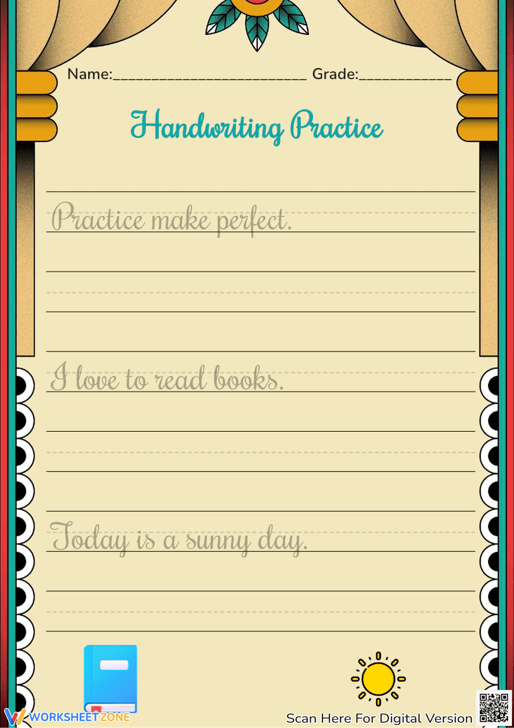 Aesthetic Handwriting Practice: Simple Sentences - Grades 1-3 - Page 1