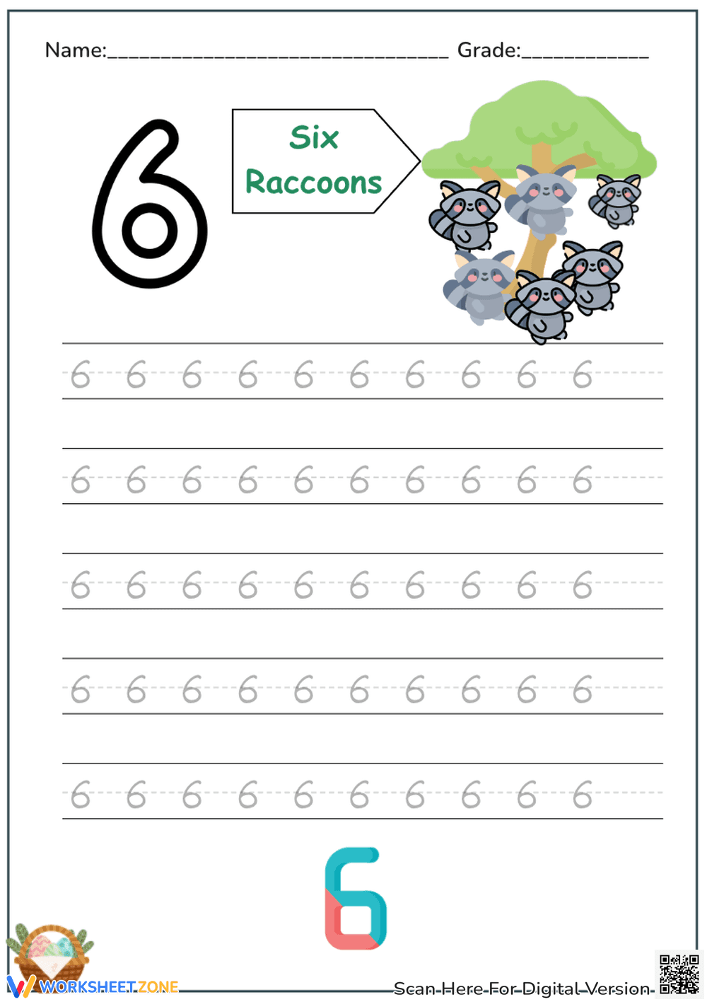 Number 6 Handwriting Worksheet | Essential Kindergarten - Page 1