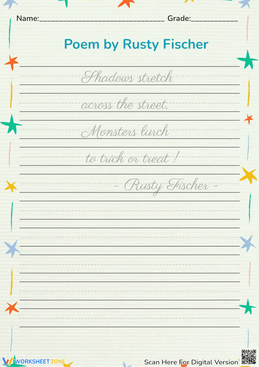 Dinosaur Poem Handwriting Practice - Grades 1-3 - Page 1