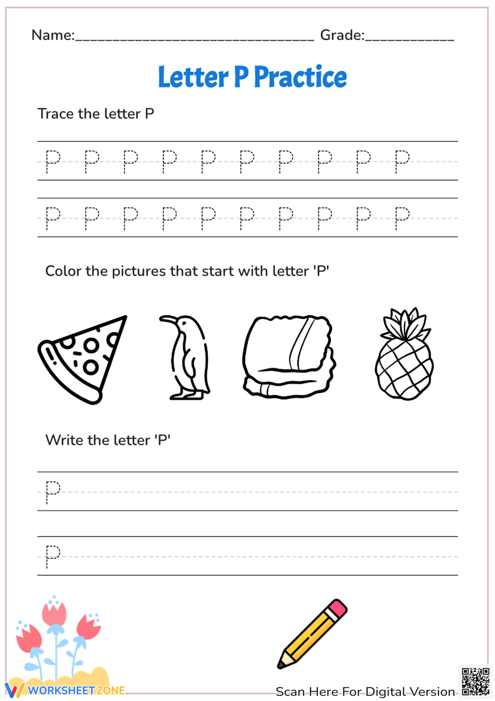 Letter P Handwriting Worksheet | Essential Grade K-1 - Page 1