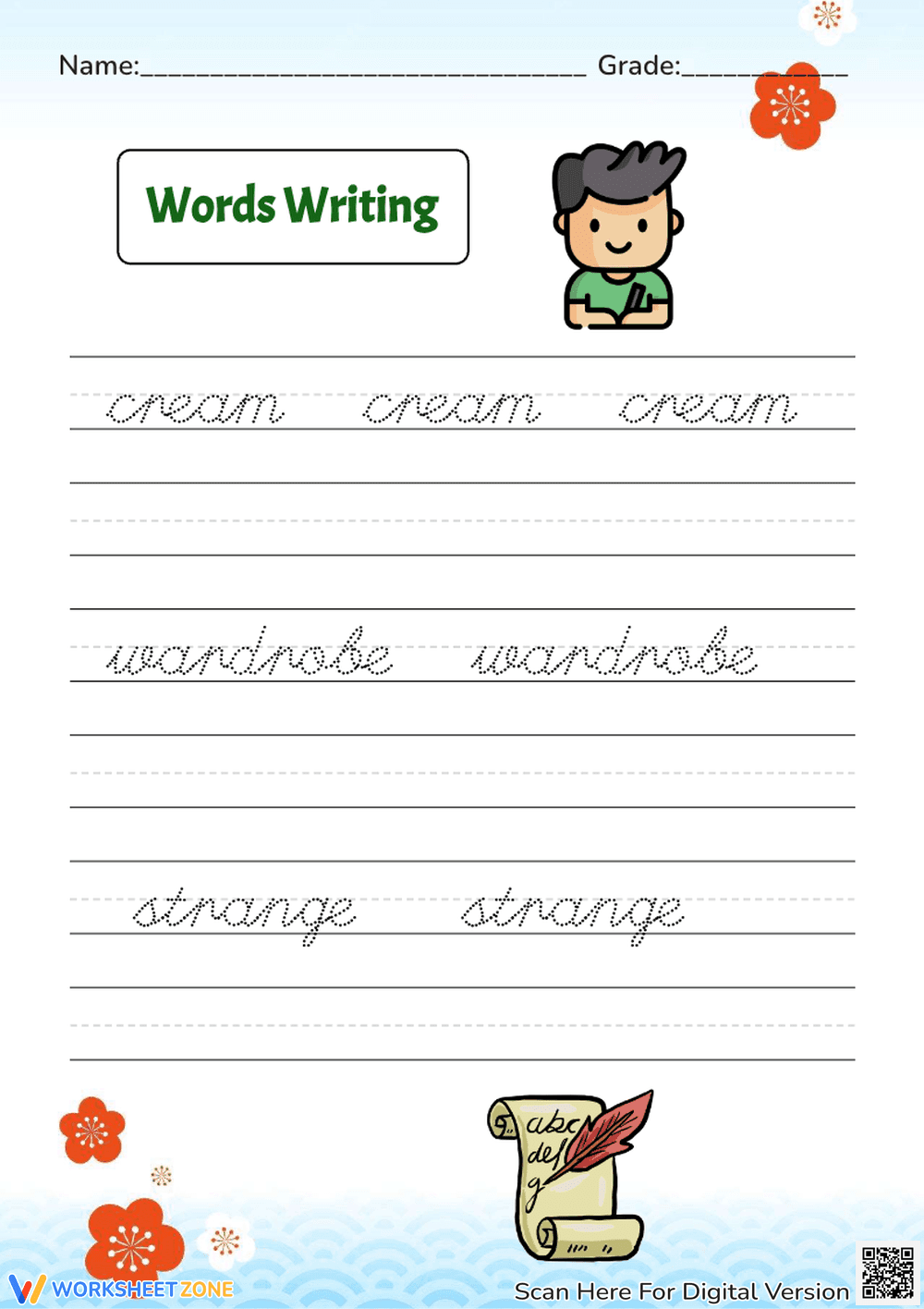 Cursive Word Mastery Worksheet | Grade 3-4 Essential - Page 1