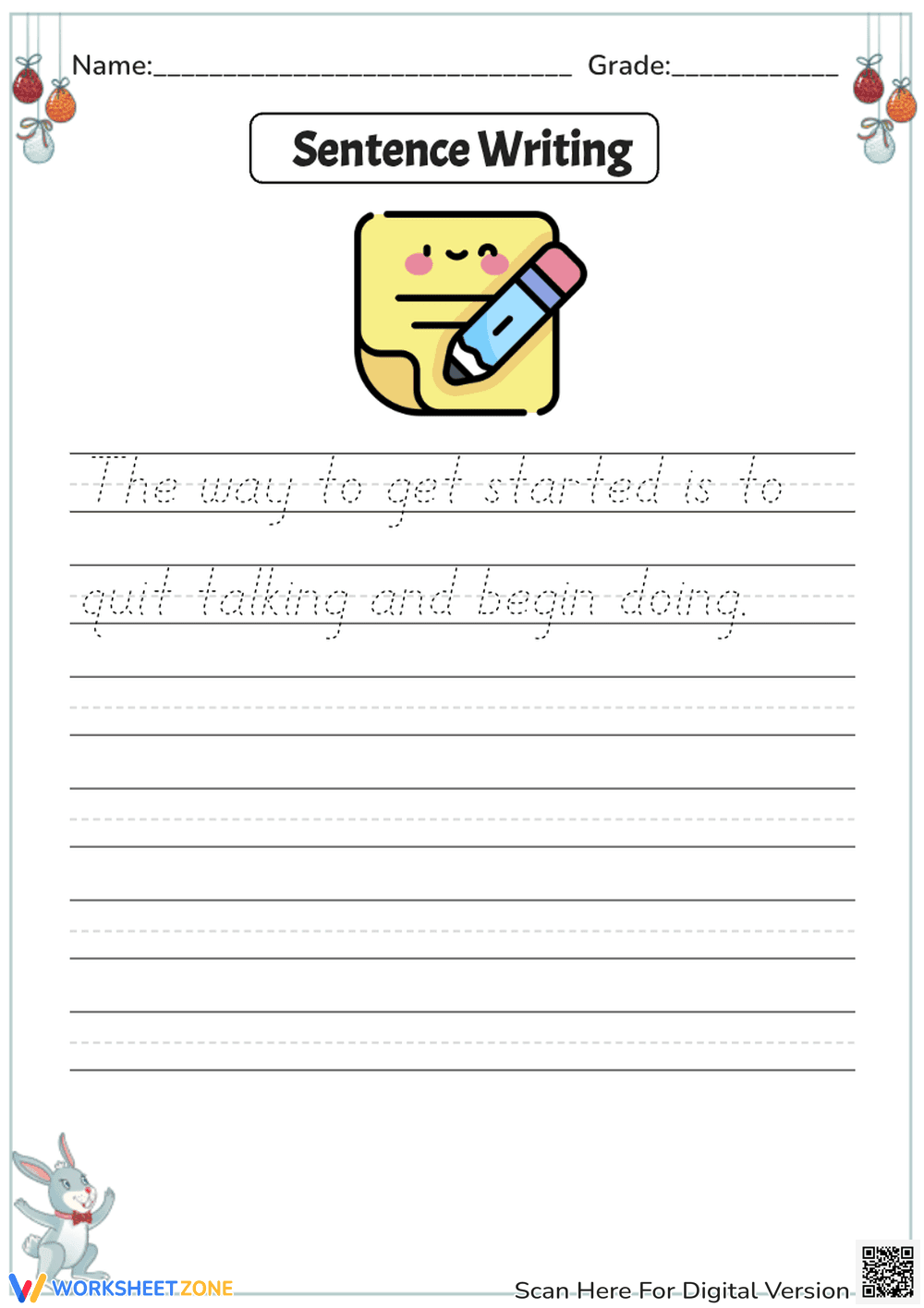 Handwriting Practice: Quote Tracing - Grades 2-4 - Page 1