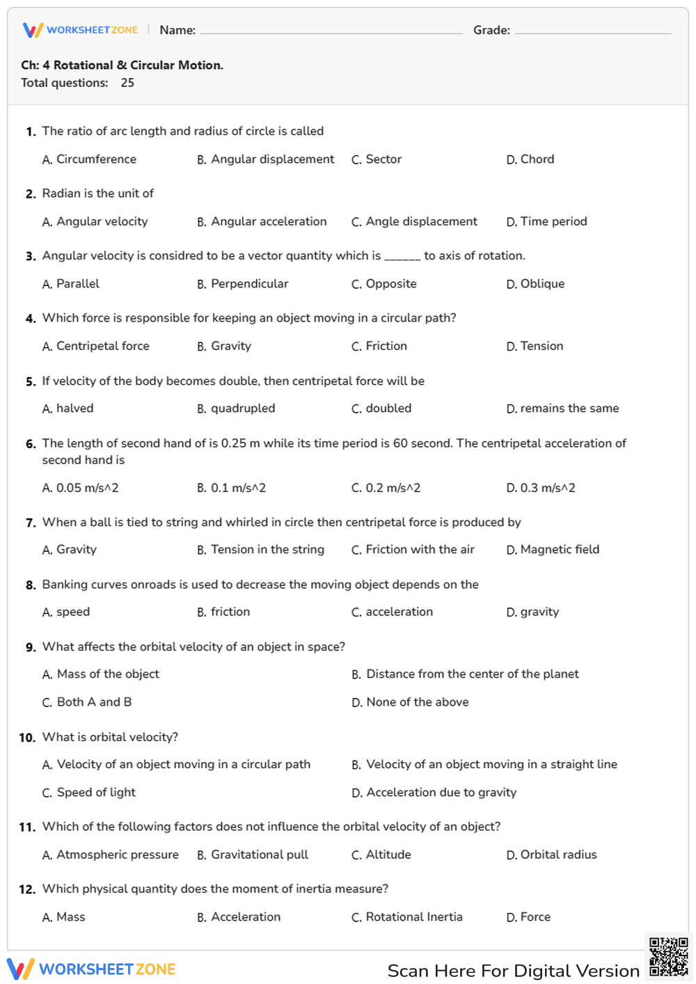 Ch: 4 Rotational & Circular Motion. - Page 1