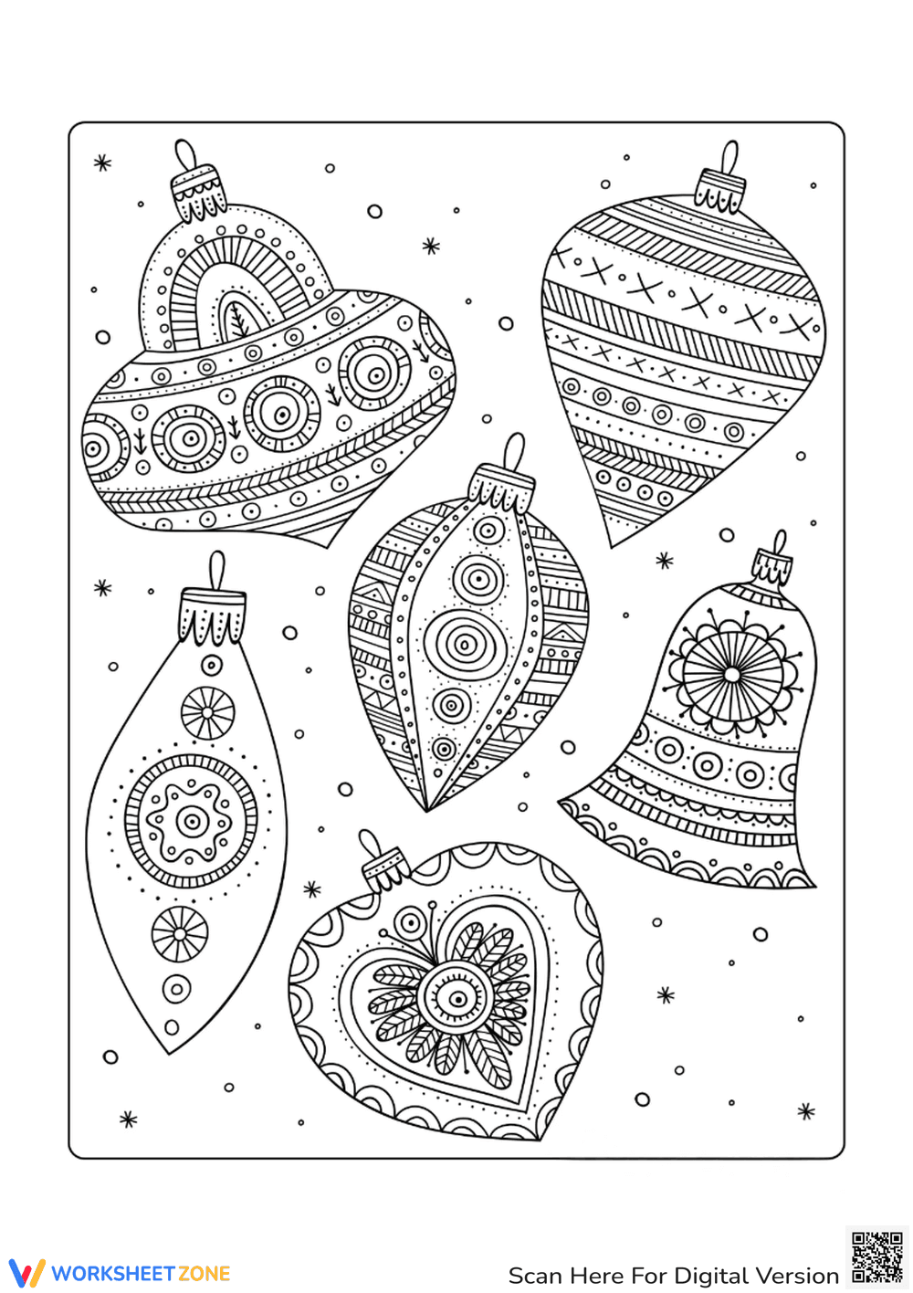 Christmas Coloring for Adults: Ornament Extravaganza - Page 1