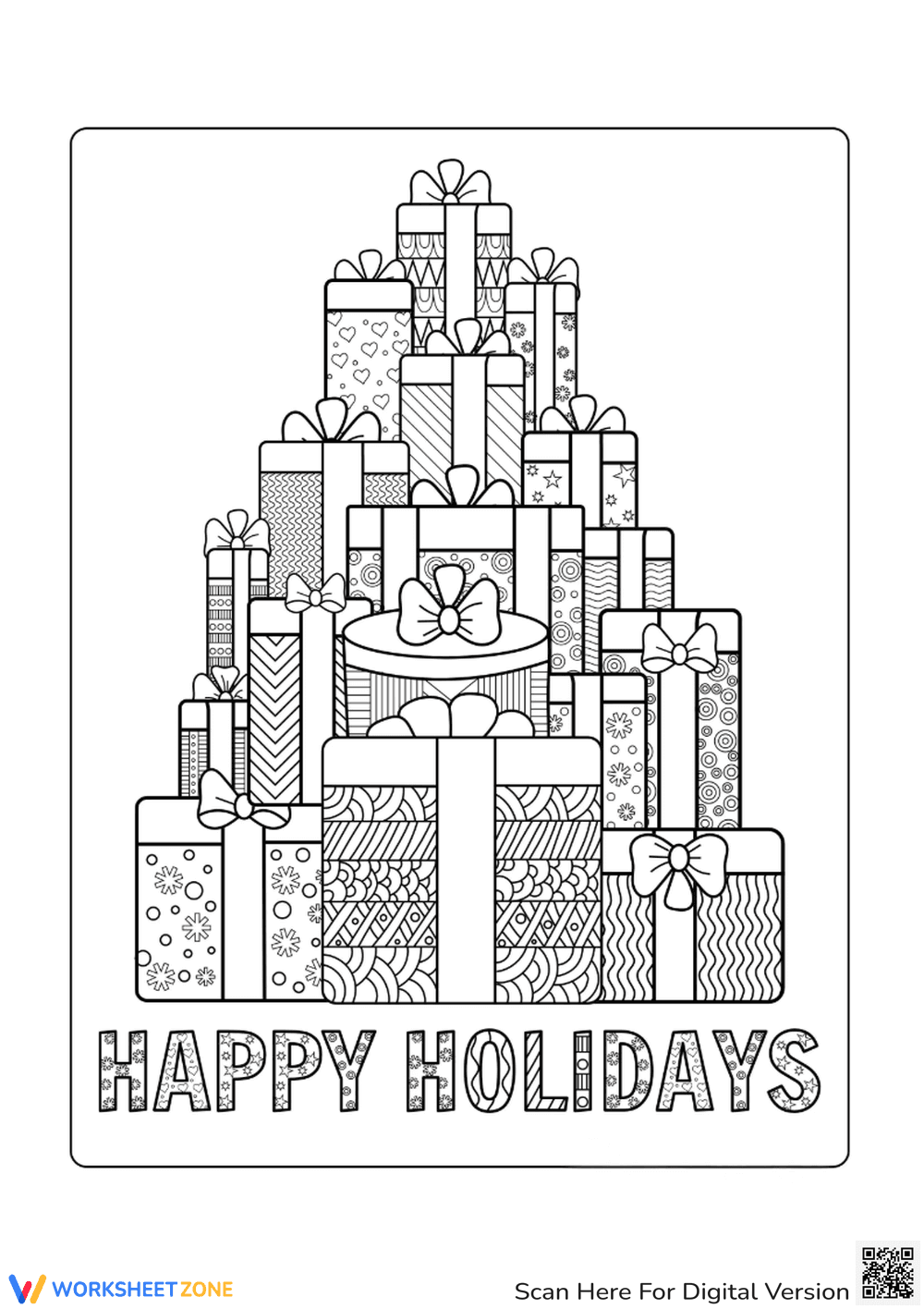 Gift Galore Christmas Coloring | Essential Grade 8-9 Art - Page 1