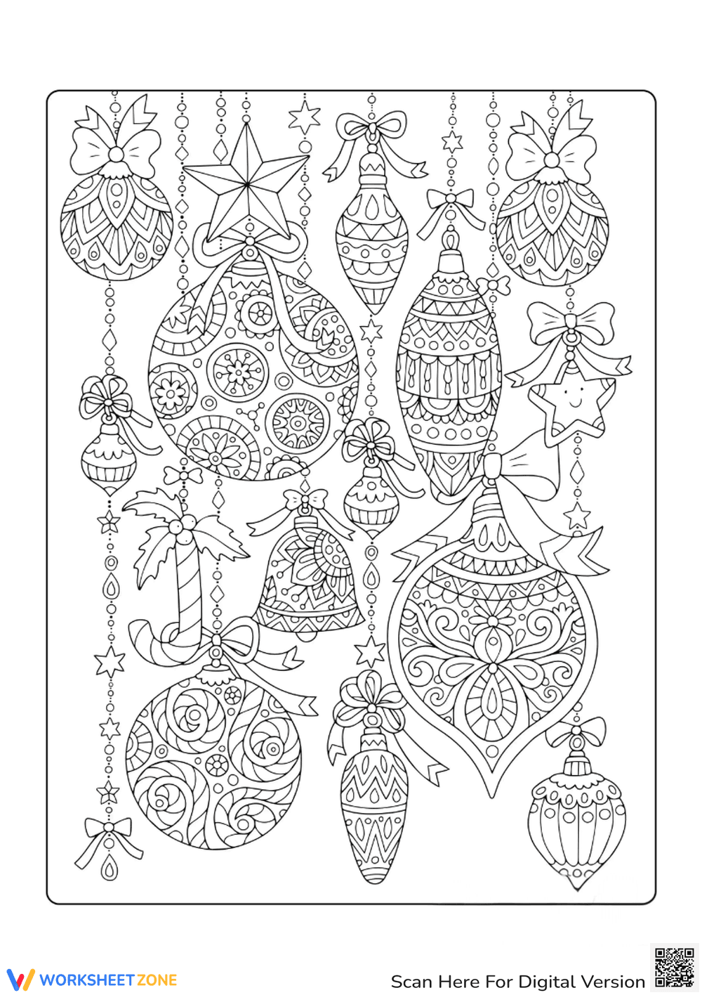 Christmas Ornament Coloring Page | Essential Adult Art - Page 1