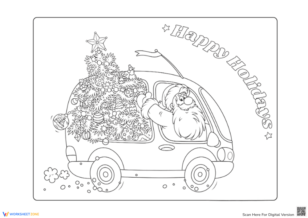 Santa's Christmas Delivery Coloring Page - Festive Fun! - Page 1