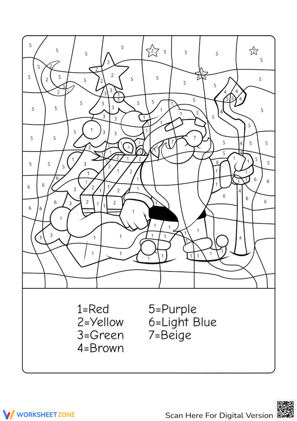 Santa Color by Number Page - Page 1