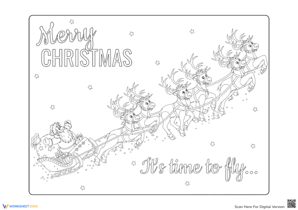 Printable Santa's Reindeer Coloring Sheet | Grade 4-5 - Page 1