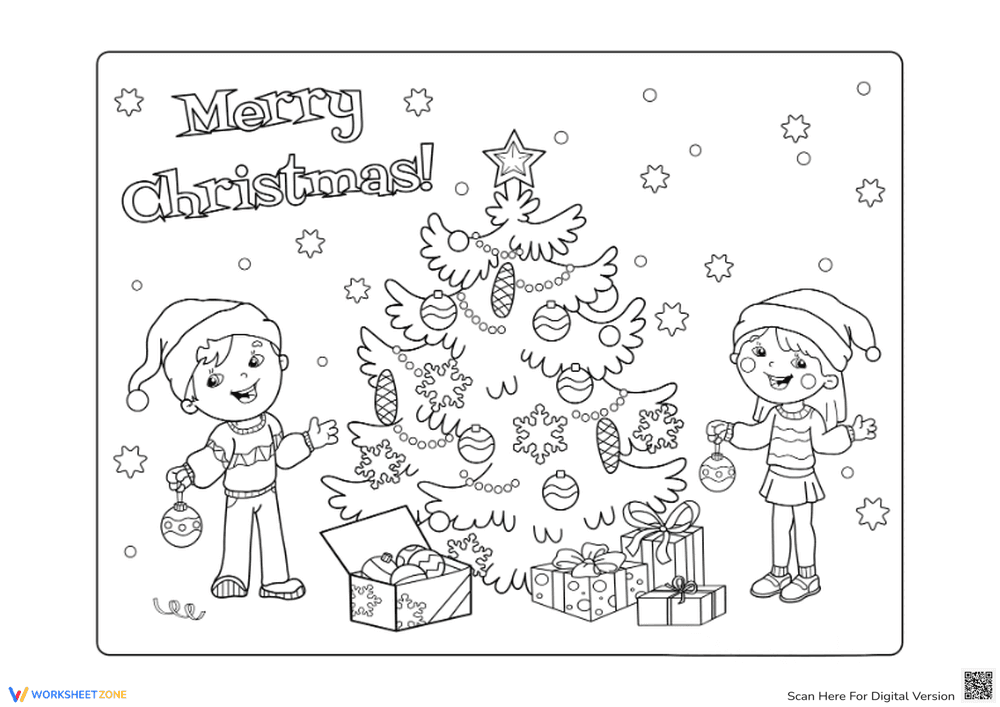 Printable Christmas Tree Coloring Page | Grade K-1 Art - Page 1