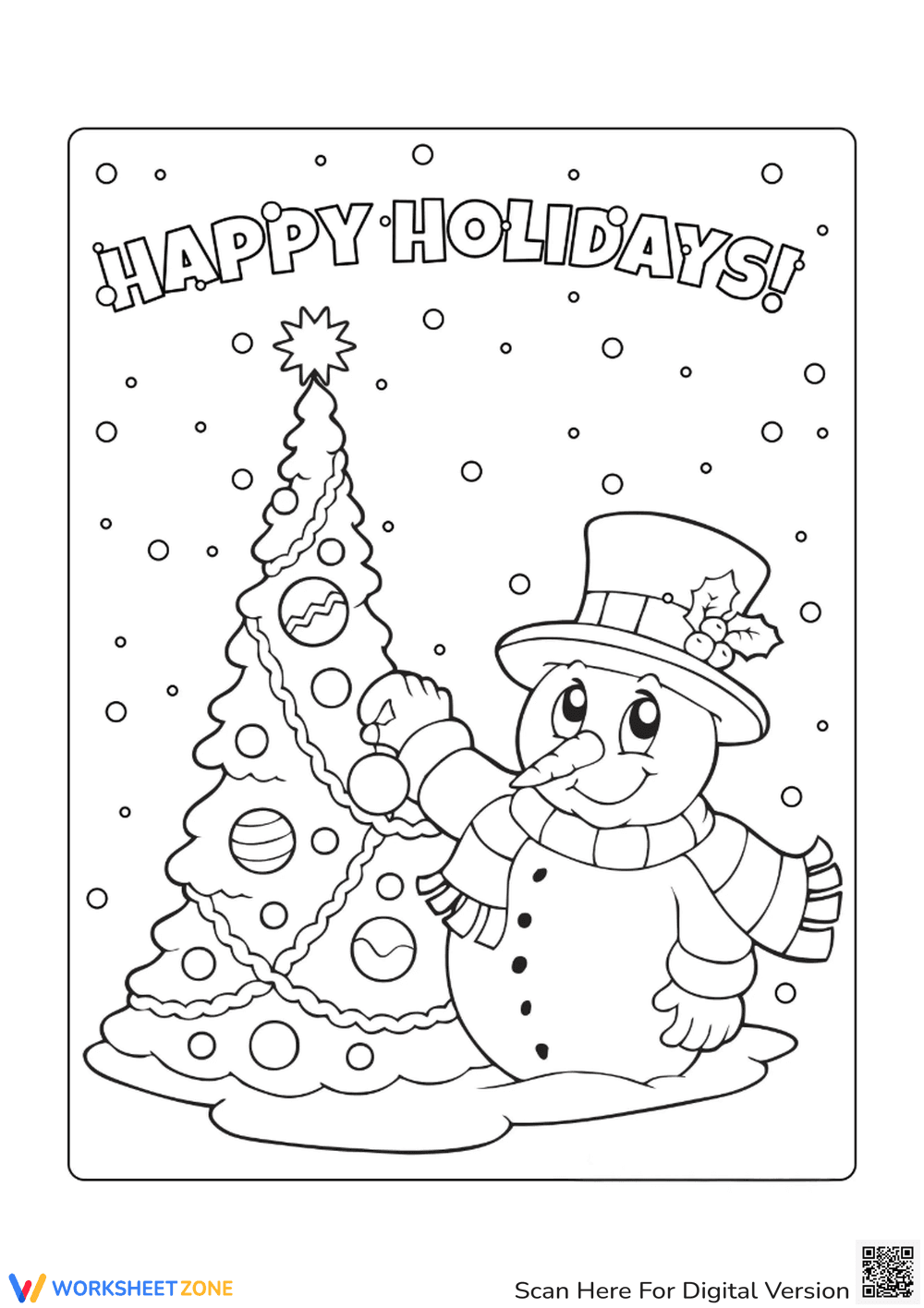 Festive Snowman Coloring Page | Grade 2-3 Essential - Page 1