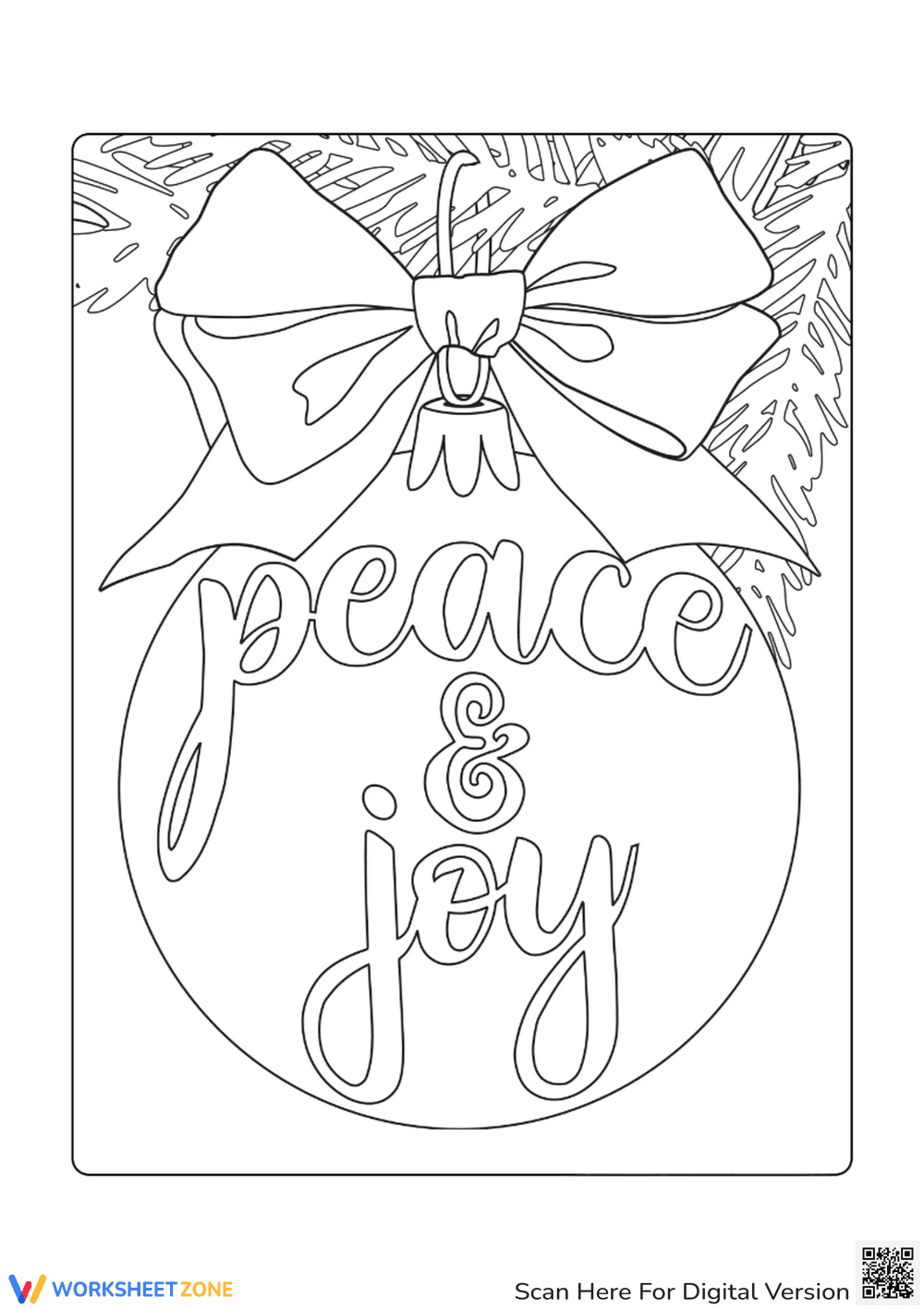Peace & Joy Ornament Coloring Page | Printable Art - Page 1