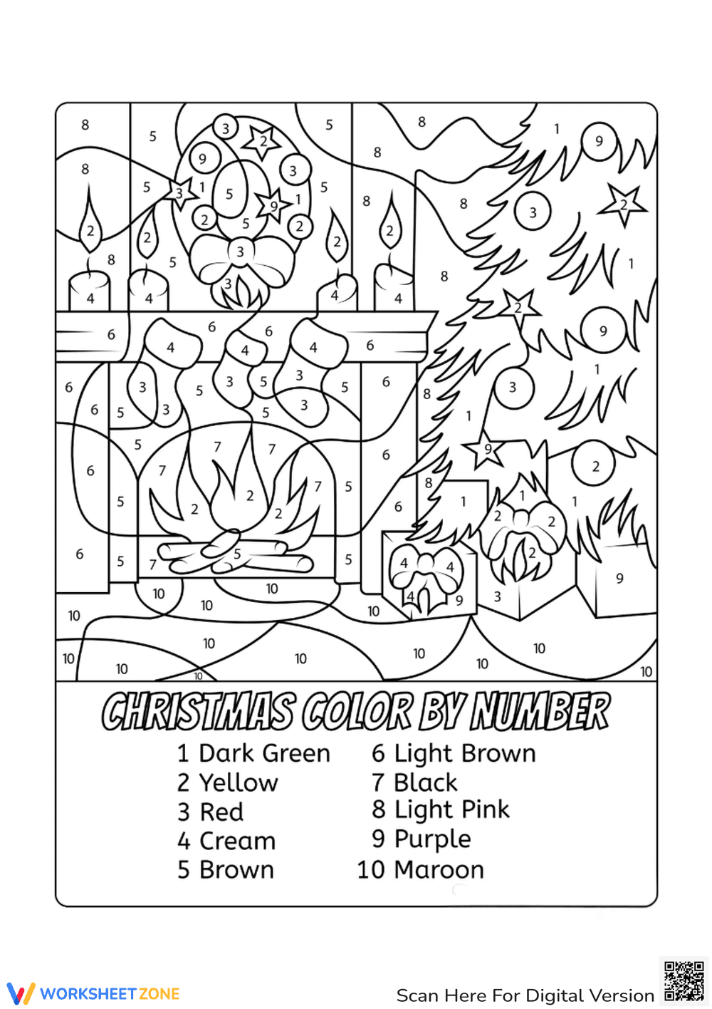 Christmas Color by Number - Festive Scene Fun for Kids! - Page 1