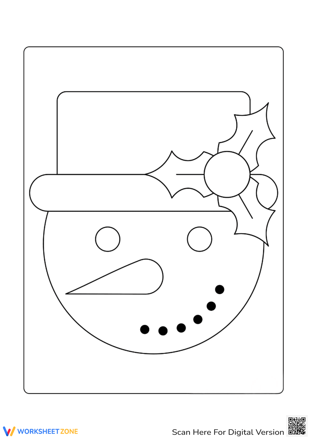 Snowman Face Coloring Page - Winter Fun for Kids! - Page 1