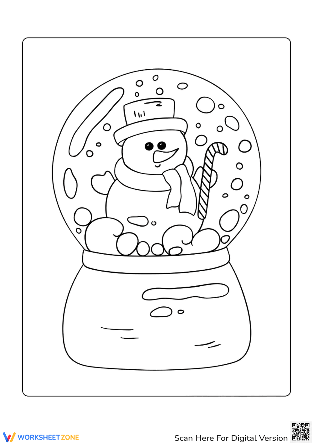 Festive Snowman Snow Globe | Essential Grade 2-3 Coloring - Page 1
