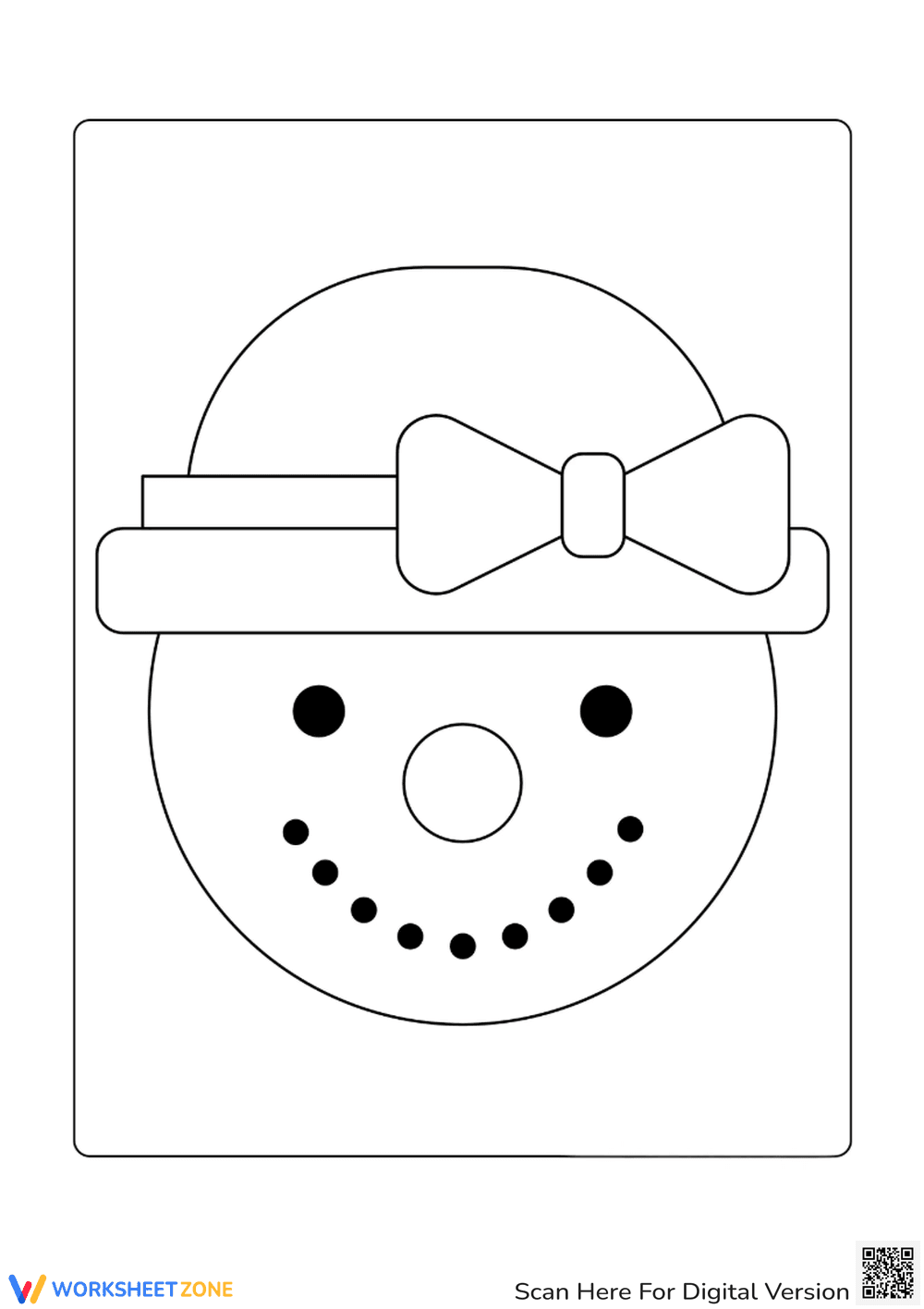 Snowman Face Coloring Template | Printable Kindergarten - Page 1