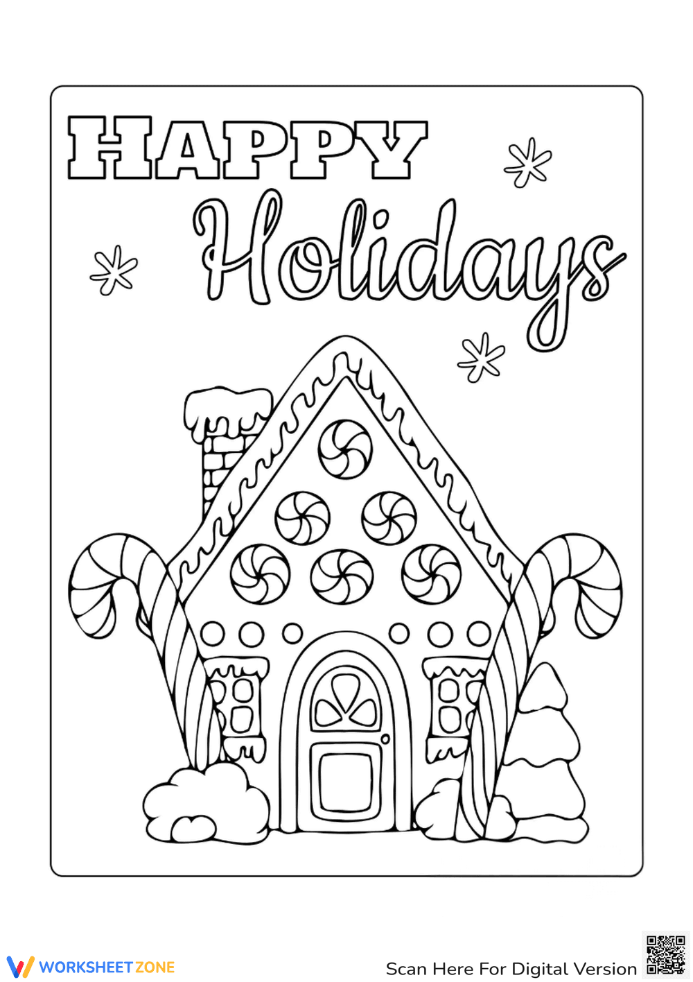 Gingerbread House Coloring Page - Detailed Festive Fun! - Page 1