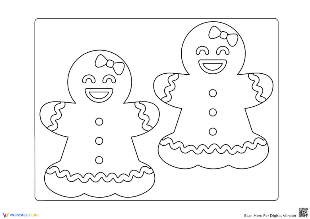 Jolly Gingerbread Duo Coloring Page | Essential Grade K-1 - Page 1
