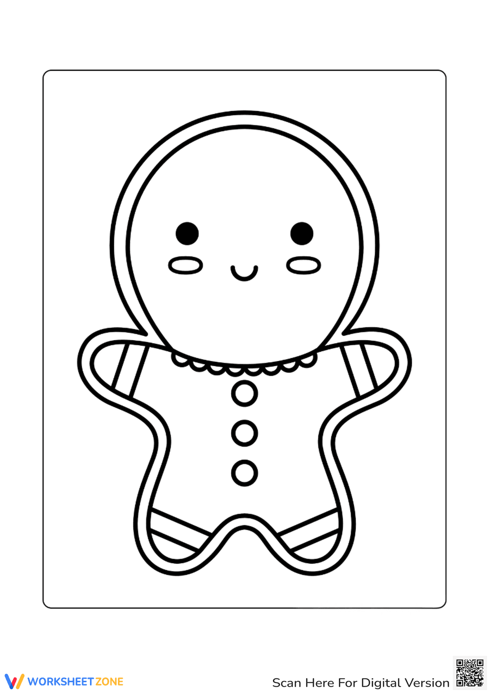 Cute Gingerbread Man Coloring Page - Holiday Fun! - Page 1