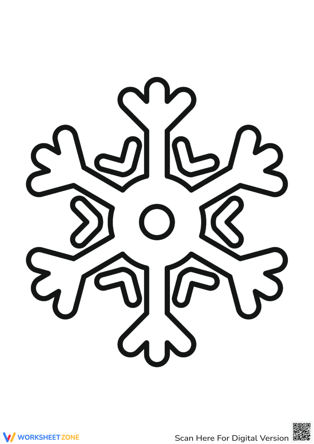 Simple Snowflake Coloring Page - Preschool Winter Fun - Page 1