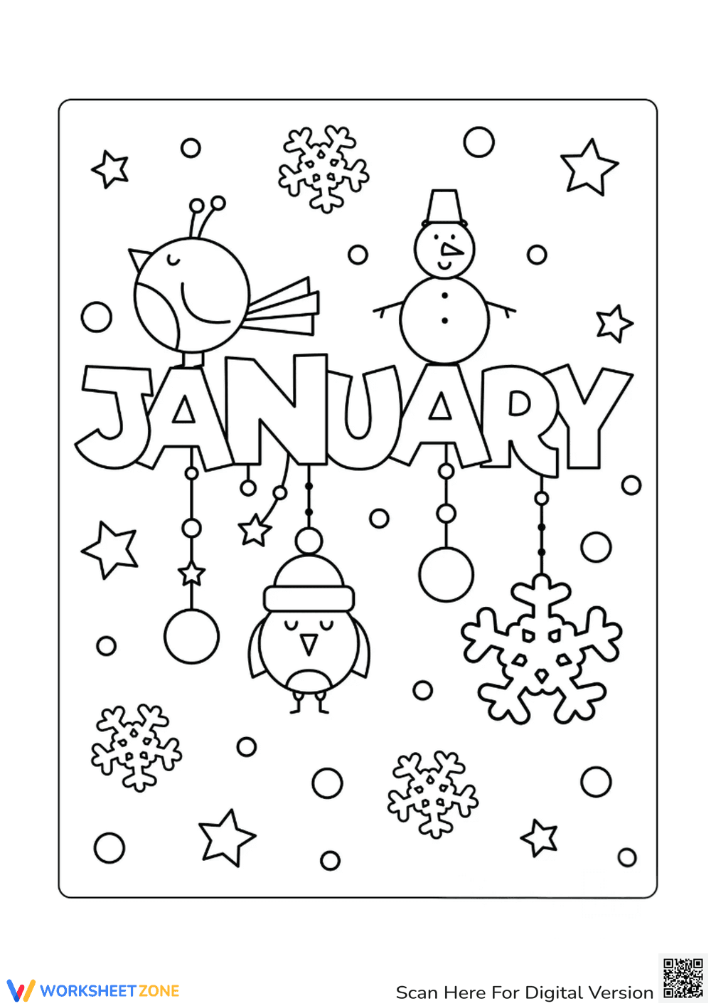 Cute Snowflakes Coloring Page - Winter Fun for Kids! - Page 1