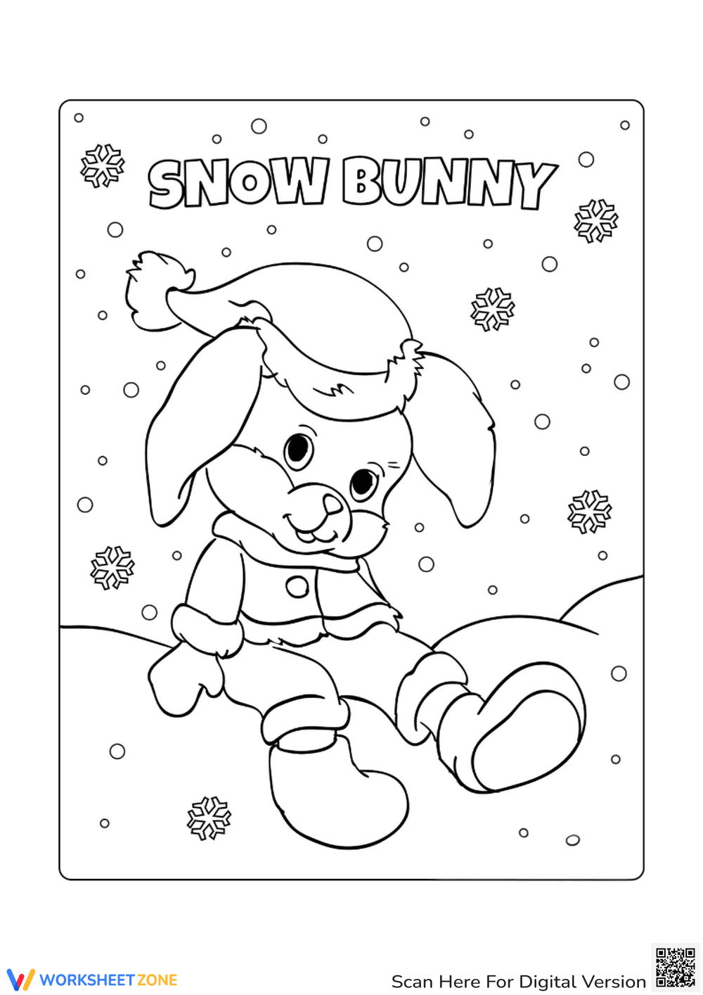 Snow Bunny Coloring Page | Essential Grade K-1 Ready - Page 1