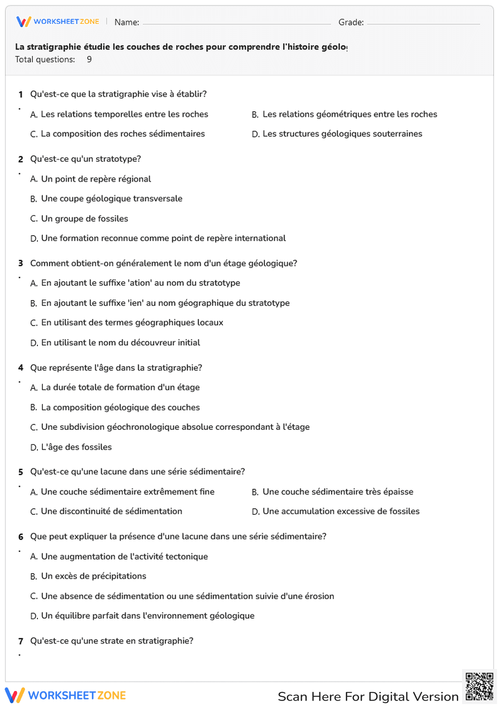 La stratigraphie étudie les couches de roches pour comprendre l'histoire géologi - Page 1