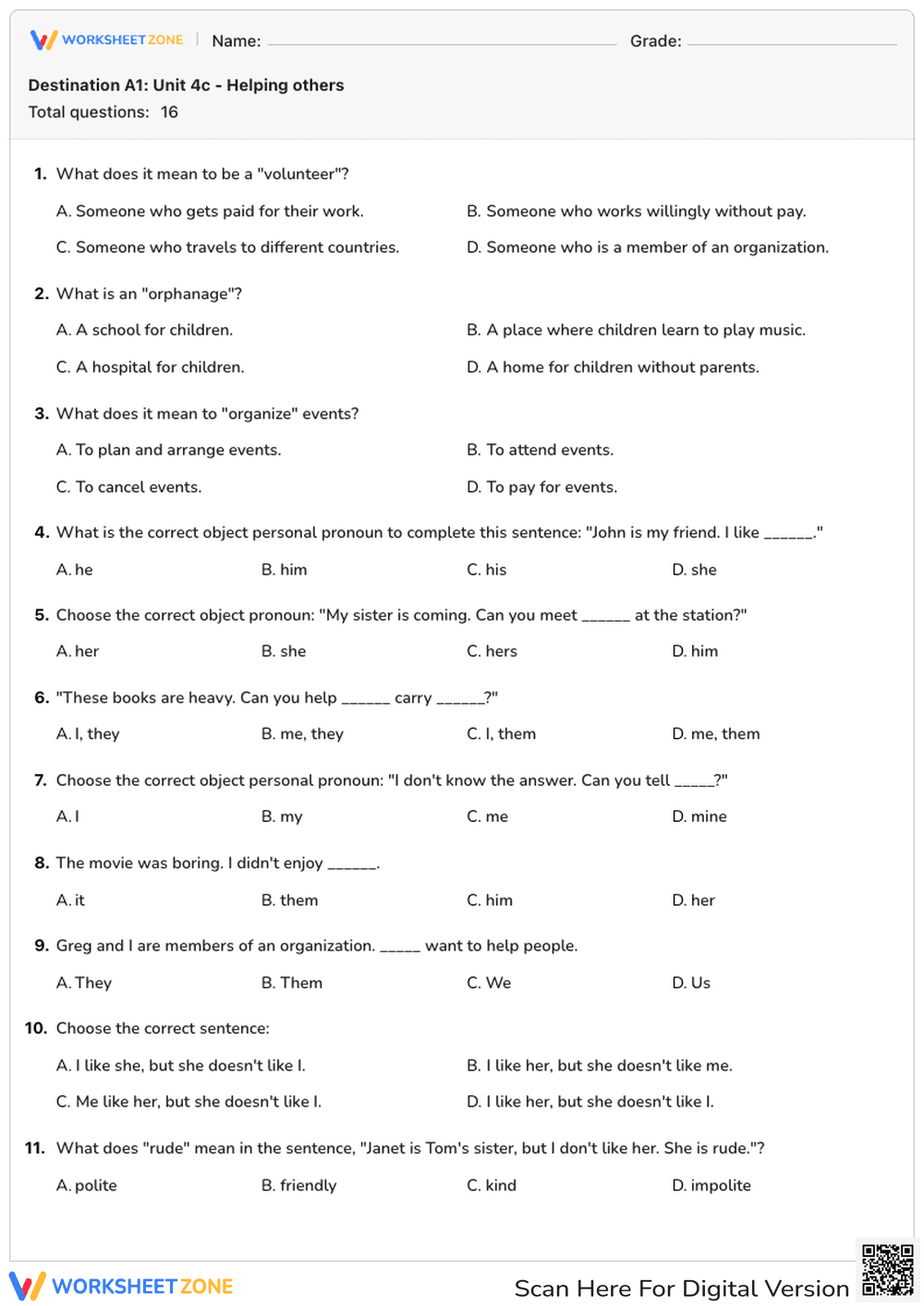 Destination A1: Unit 4c - Helping others - Page 1