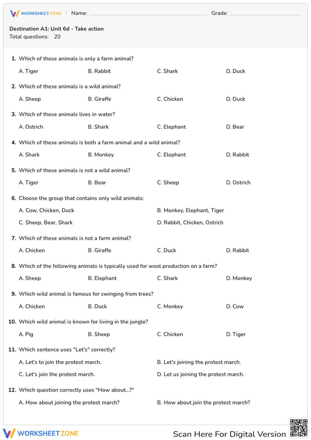 Grade 5-6 Grammar & Vocabulary | Essential Worksheet - Page 1