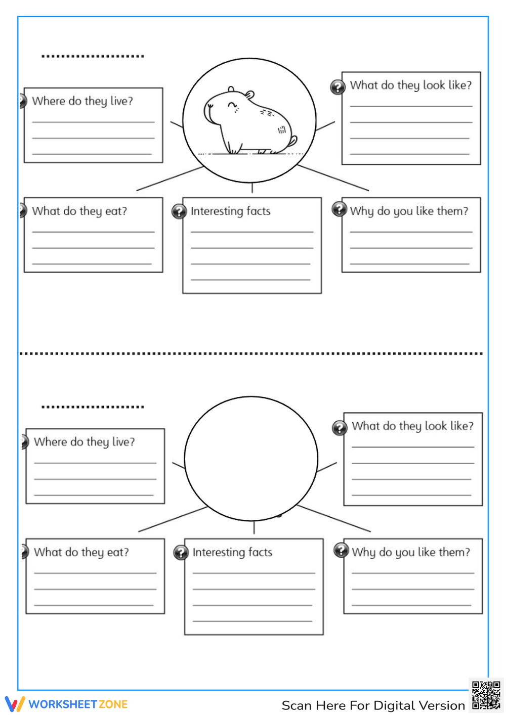 Grade 4 Animal Research — Printable No-Prep Worksheet - Page 1