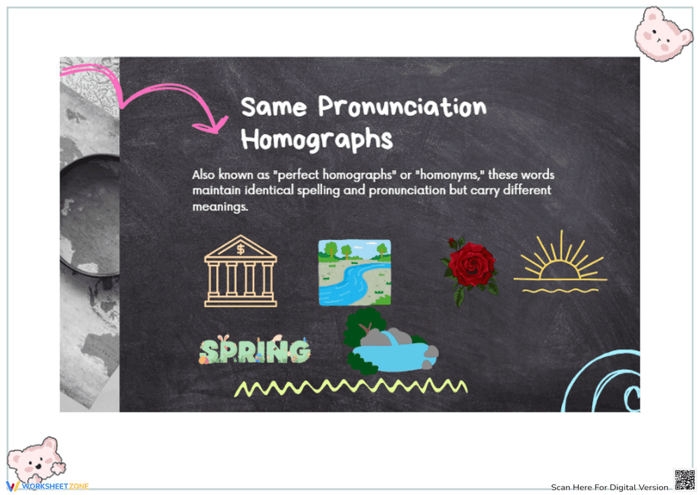 Same Pronunciation Homographs Worksheet - Page 1