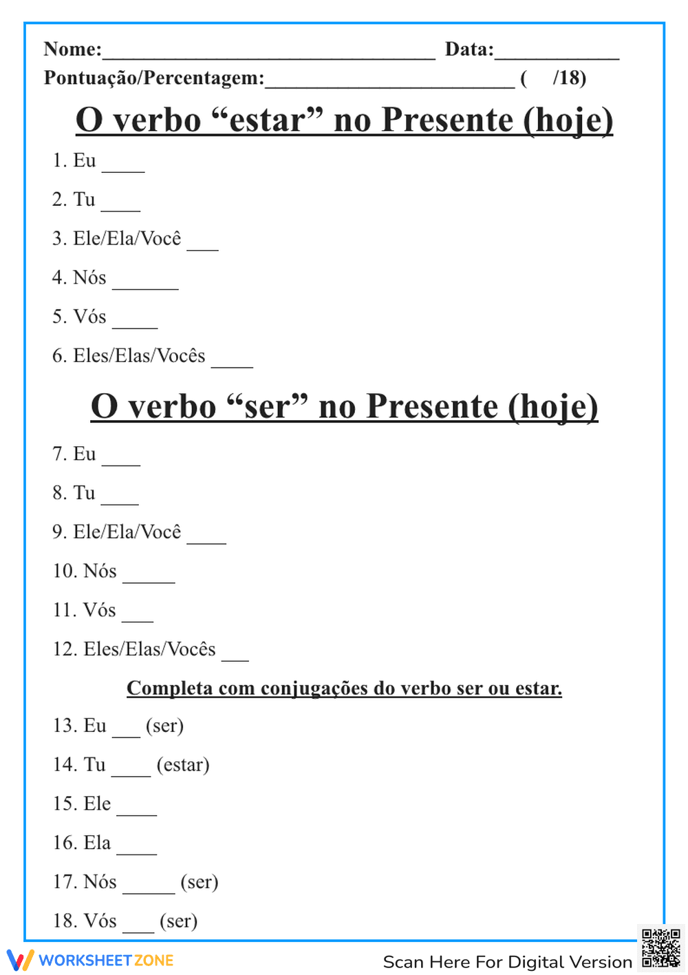 Verbos “falar” e “estar” no Presente - Page 1