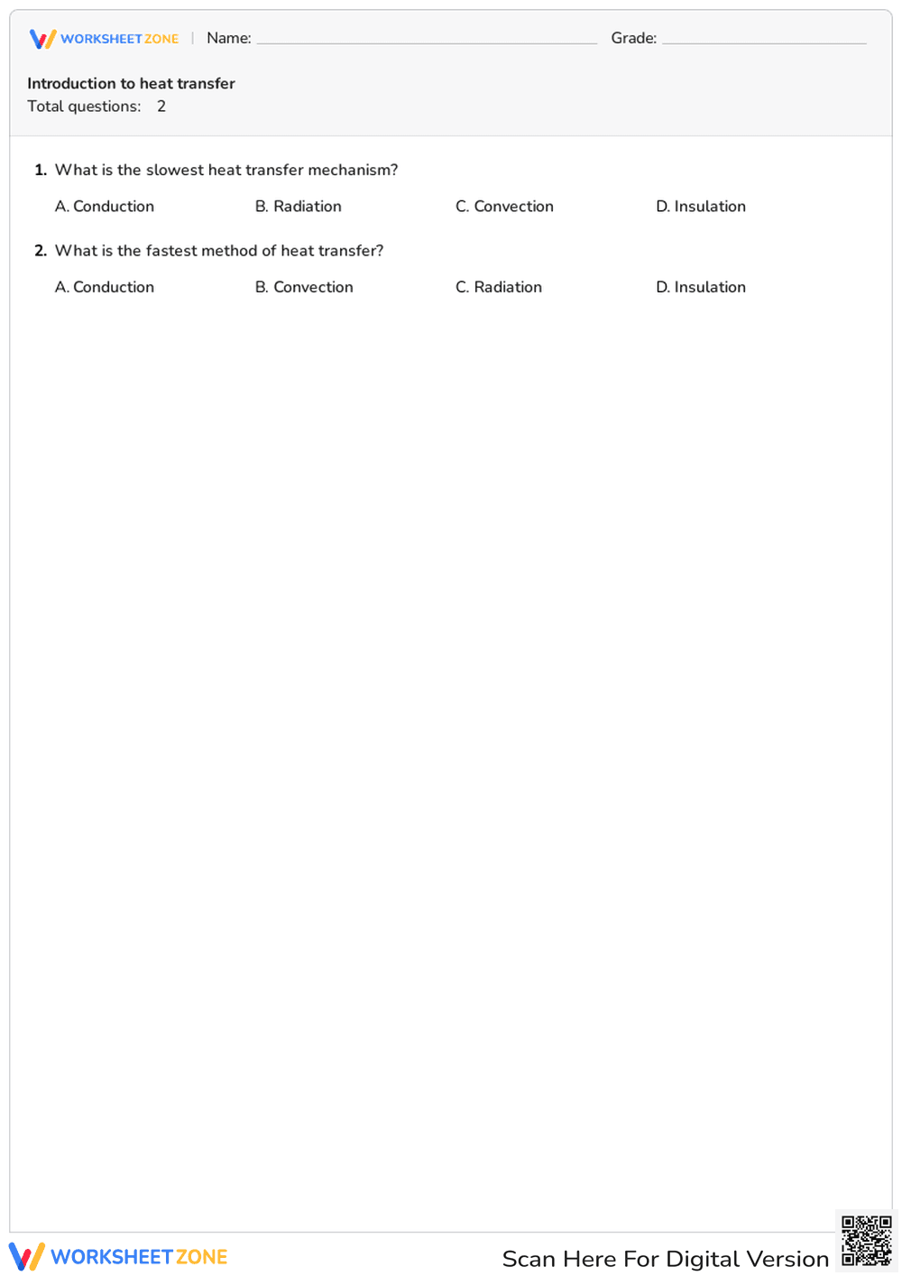 Heat Transfer Quiz | Essential College Science - Page 1