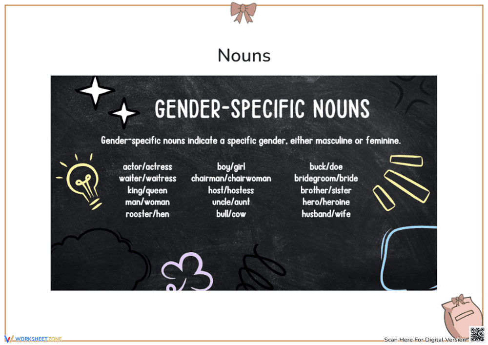 Gender-Specific Nouns Worksheet - Page 1