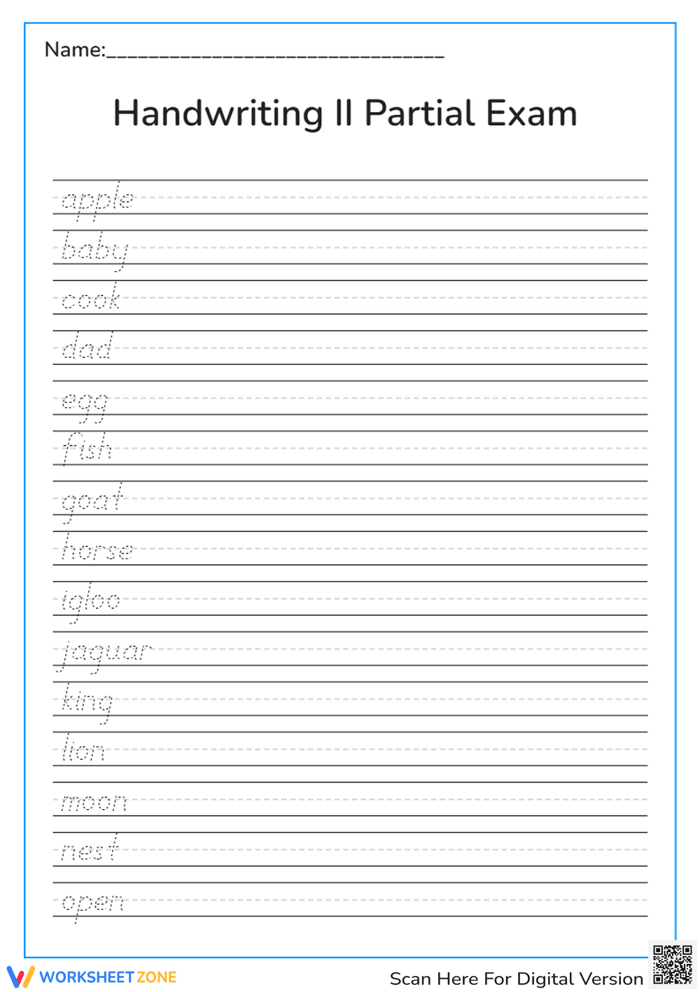 Grade 1 Handwriting II — Printable Tracing Worksheet - Page 1