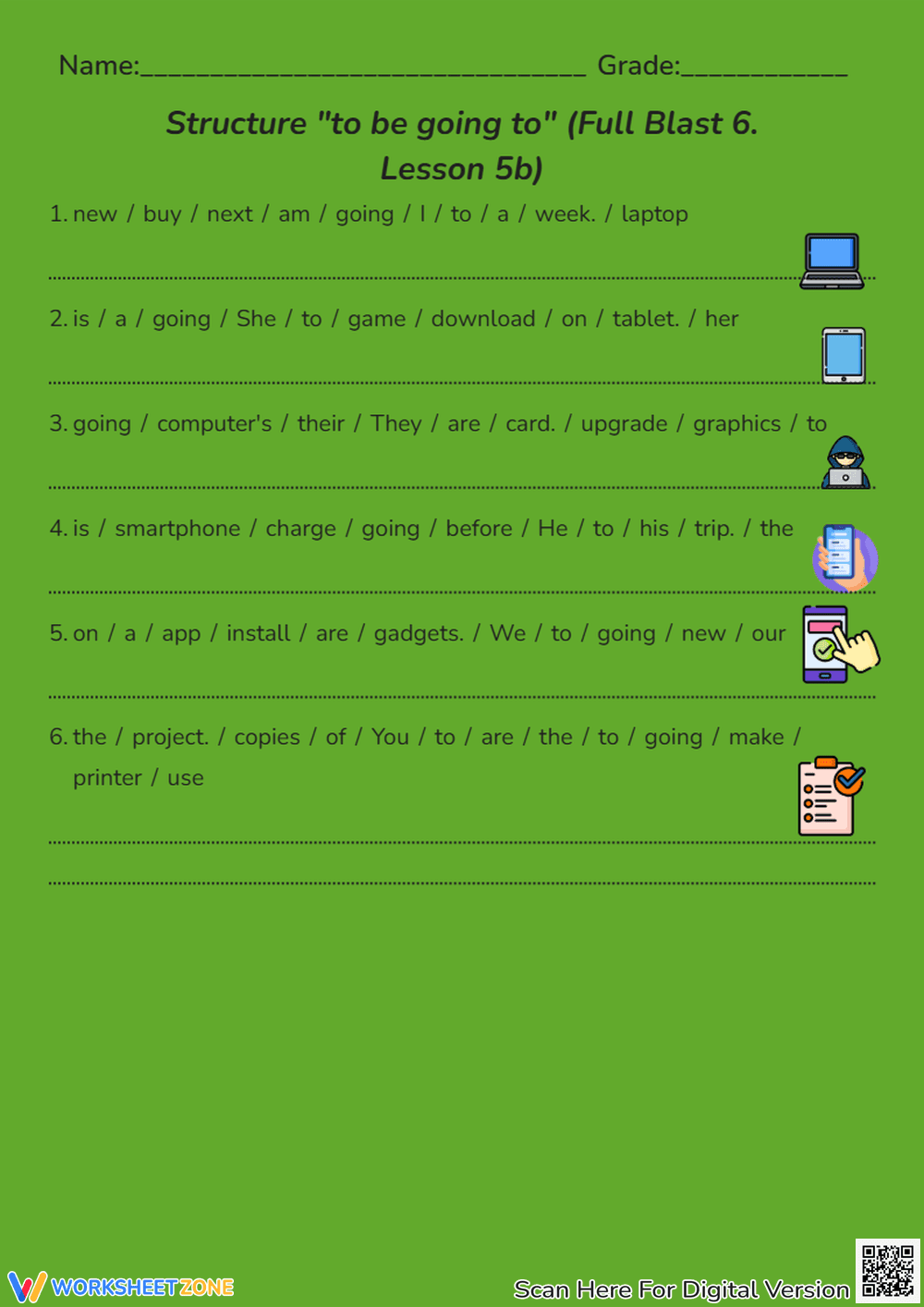Printable 'To Be Going To' Worksheet | Grade 6 ELA - Page 1