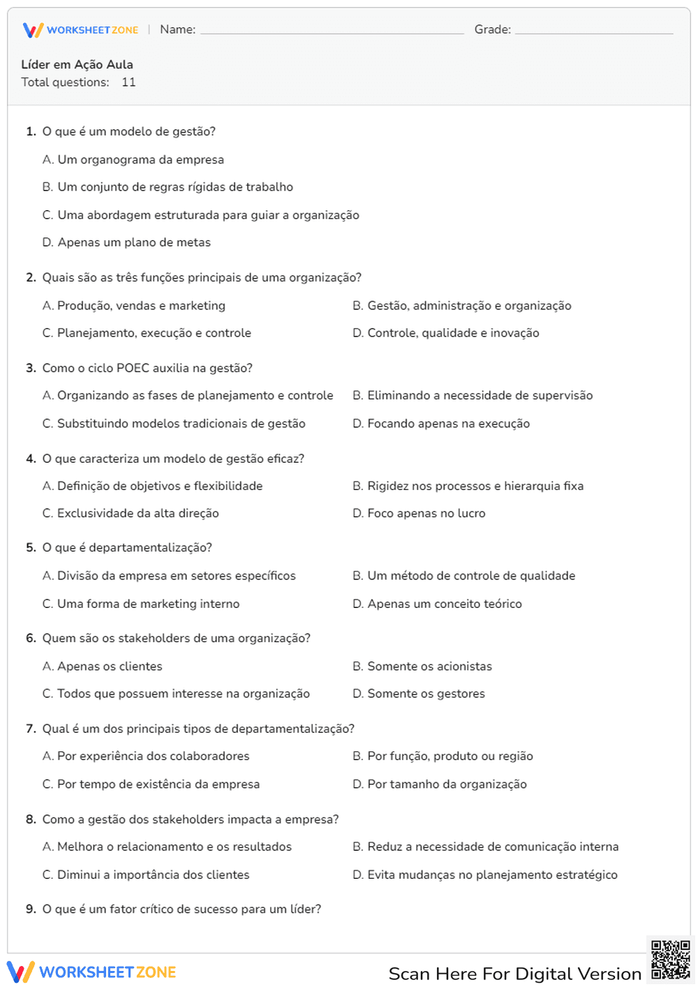 Essential Business Management Quiz | College Level - Page 1