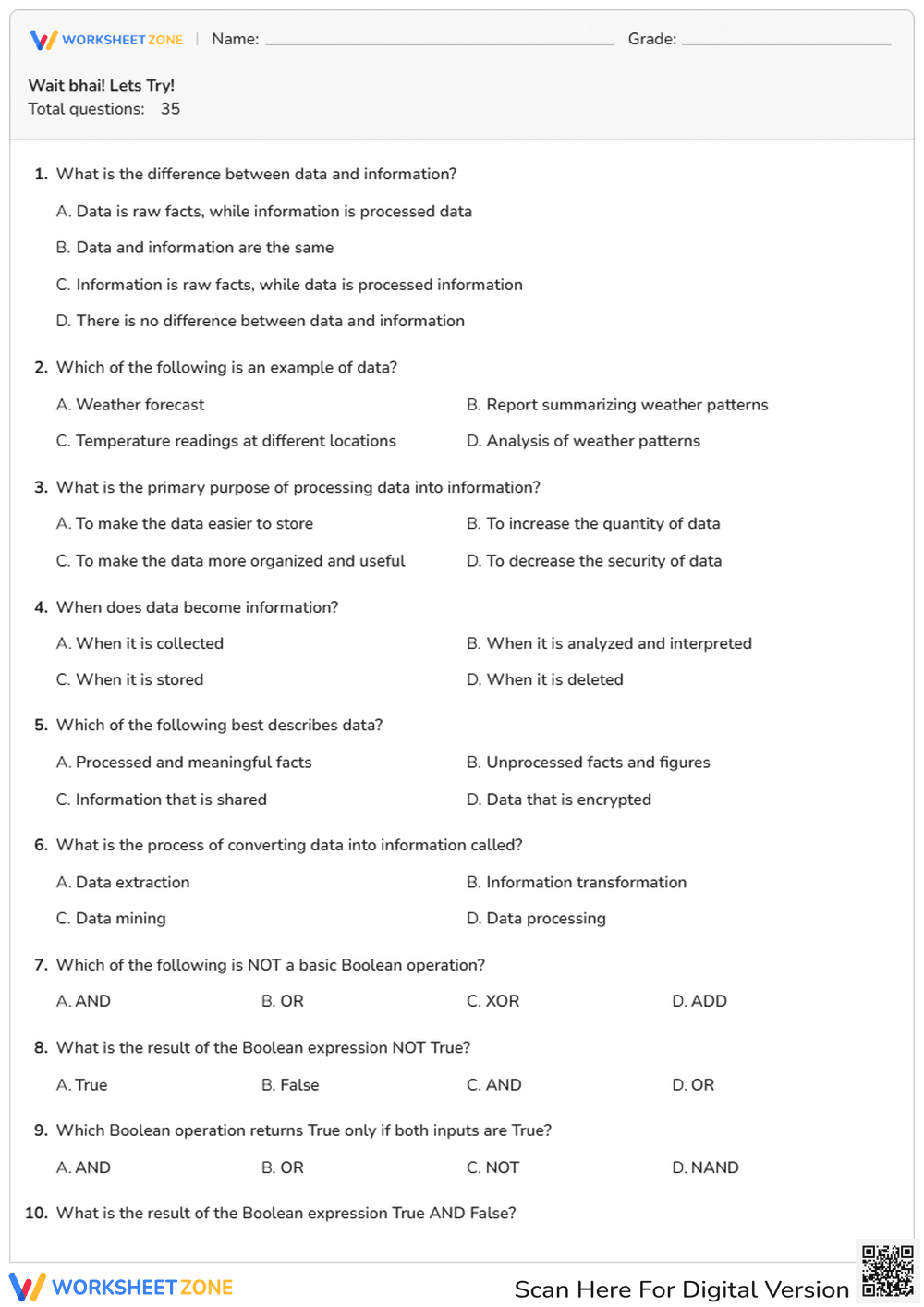 Essential ICT & Computer Science Quiz | Grades 6-8 - Page 1