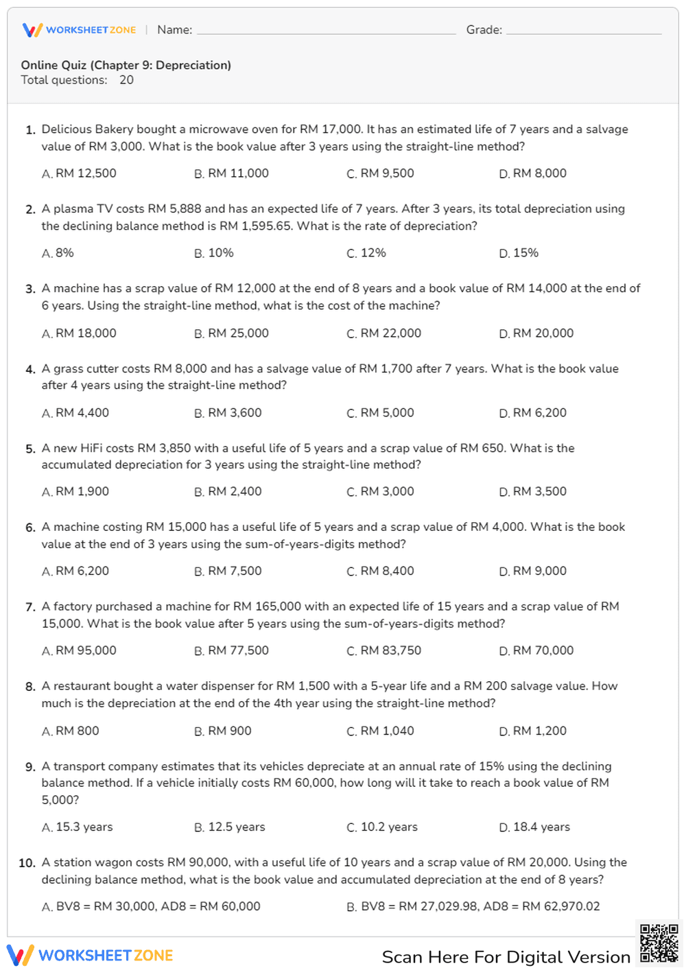 Essential Depreciation Quiz: Chapter 9 Accounting - Page 1