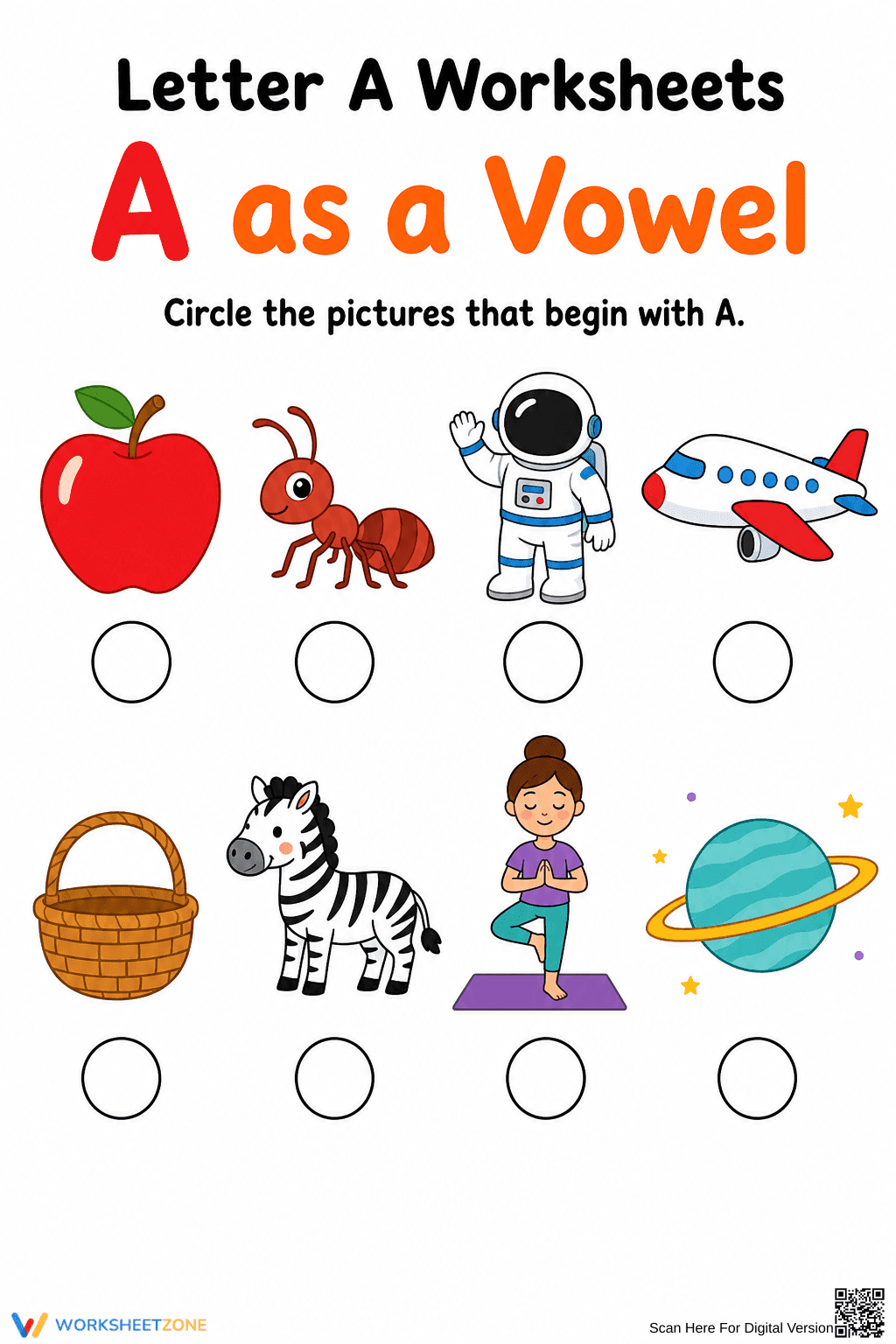 Essential Letter A Beginning Sound Worksheet | Kindergarten - Page 1