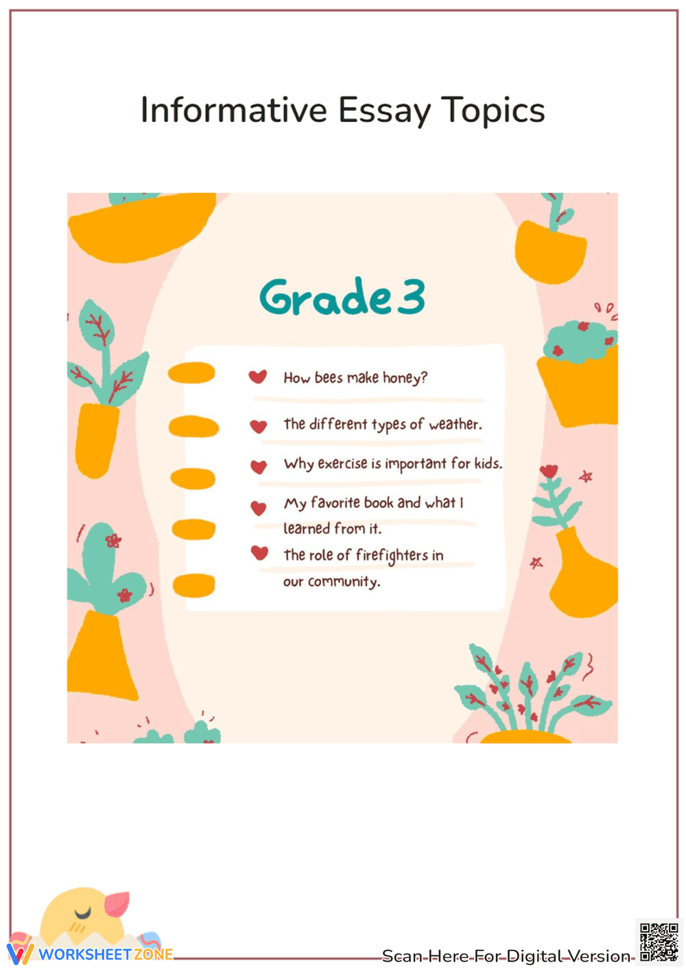 Informative Essay Topics for Grade 3 - Page 1