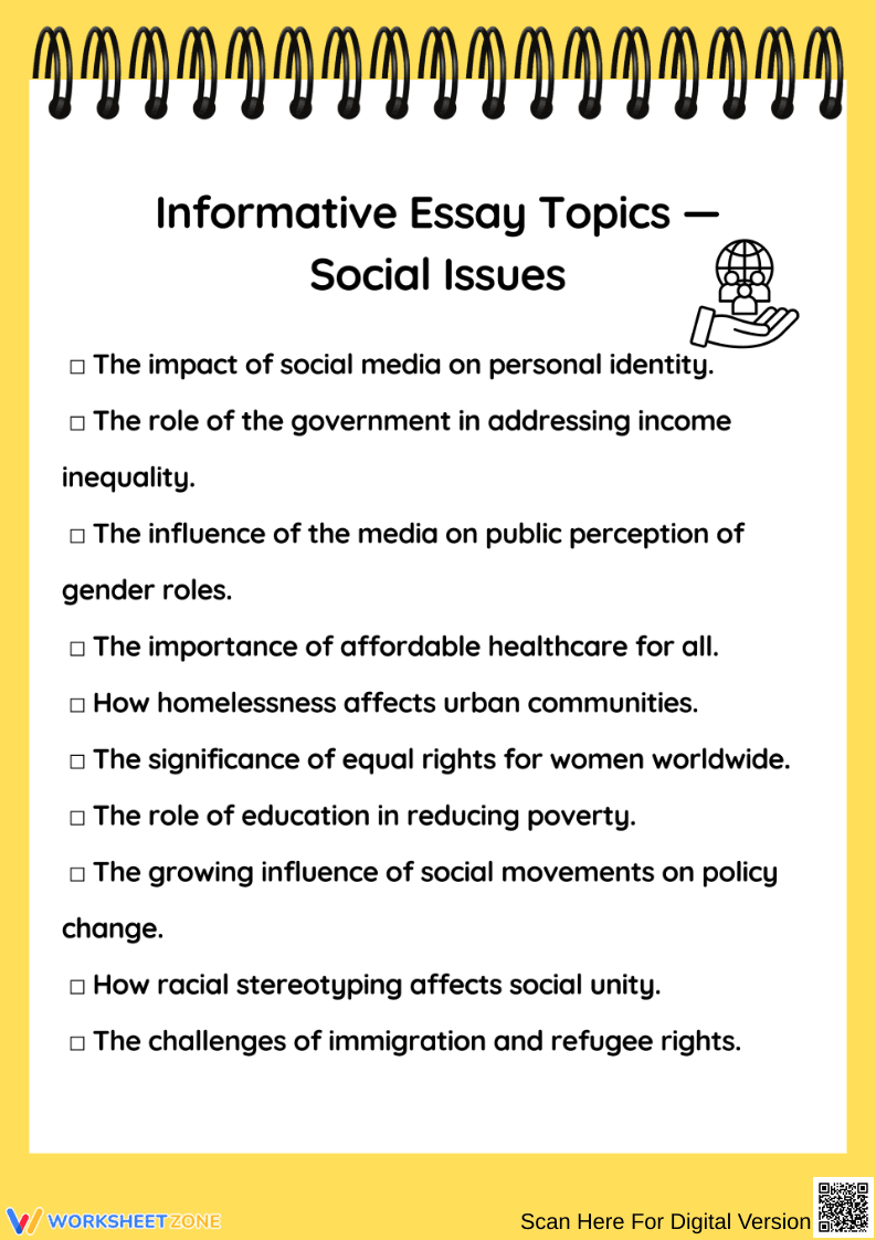 Social Issues Informative Essay Topics Worksheets - Page 1