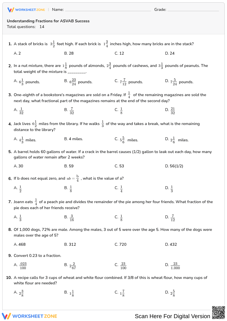 Understanding Fractions for ASVAB Success - Page 1